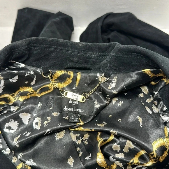 Dennis Basso Coat Heavy Pure Suede Button Down Welted Pocket Black Plus Size 3X - Picture 8 of 10